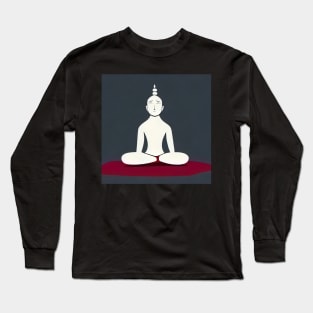 Illustration of a Buddhist Monk Meditating for Mental Clarity and Mindfulness Long Sleeve T-Shirt